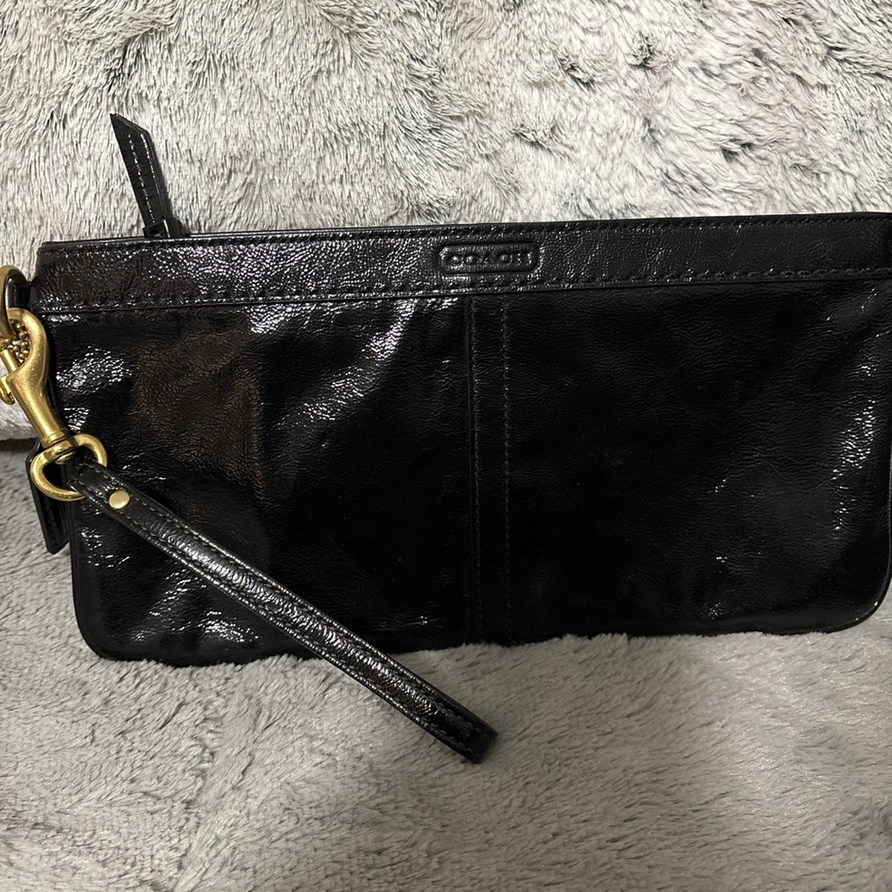 Coach Black Wristlet with Gold Hardware used